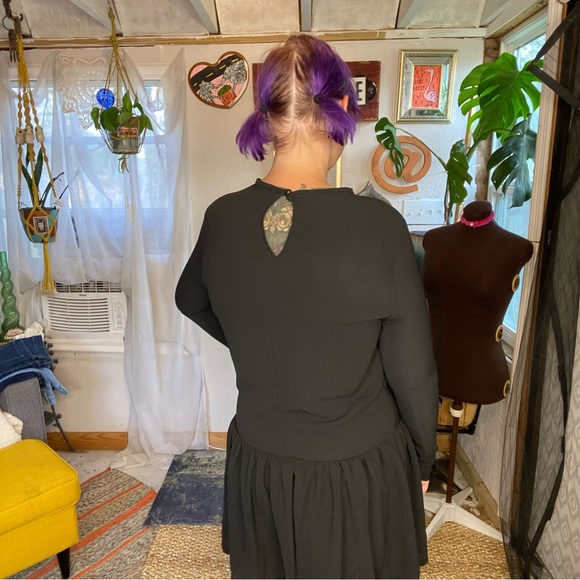 PrettyLittleThing Semi Sheer All Black Long Sleeve Ruffle Dress Size 4 Small - Picture 7 of 17